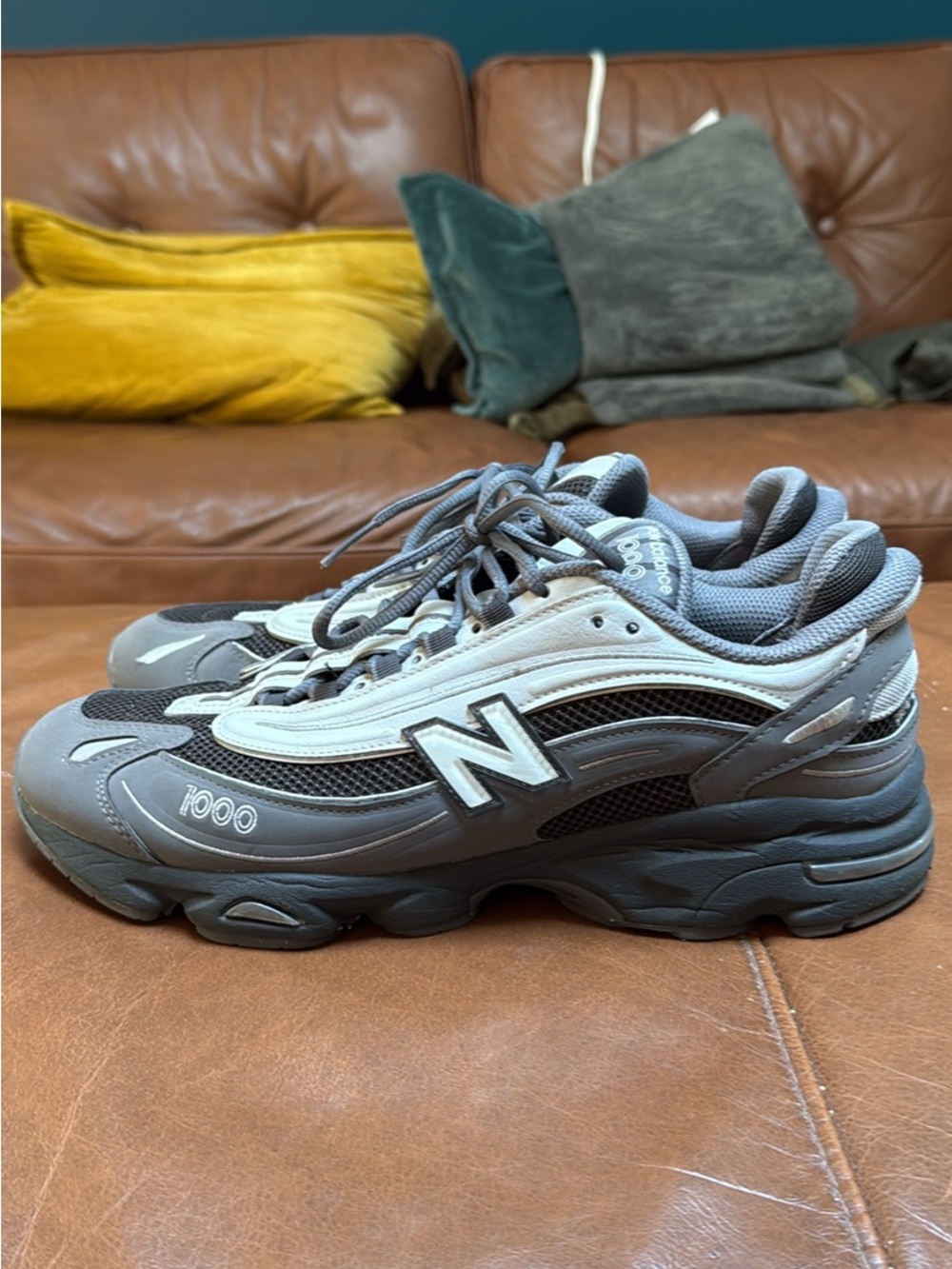 New Balance Men's Gray and White 1000 Series Sneakers